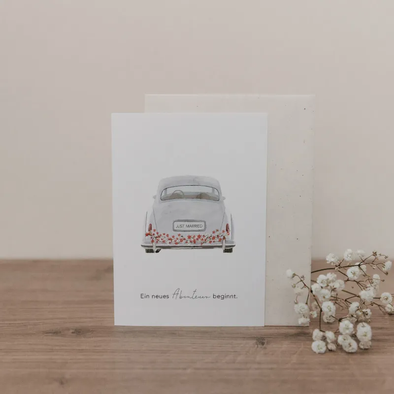 Klappkarte Hochzeitsauto