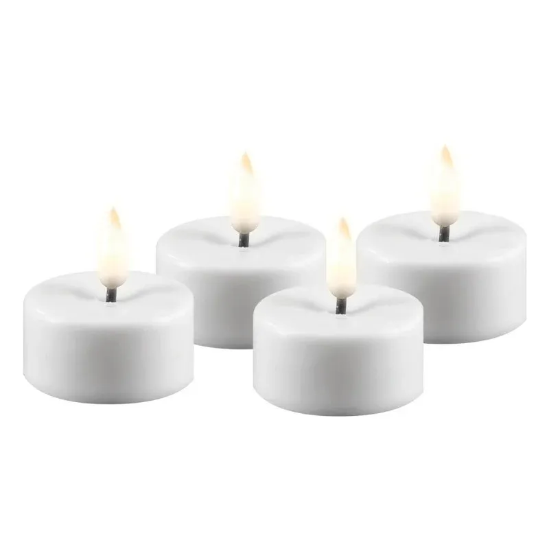 LED Miniteelicht weiß Deluxe Homeart - 4er Set