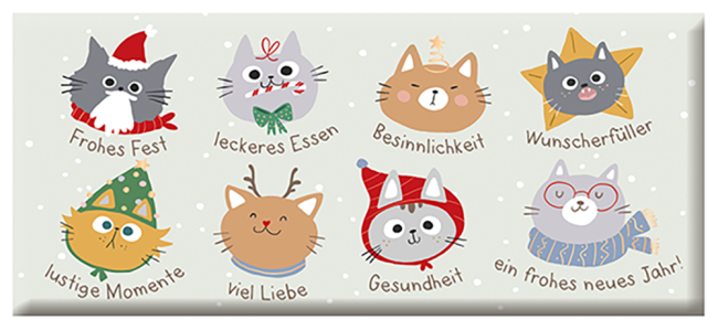 Schoko 30g Weihnachten Frohes Fest (Katzen) Goldveredelung