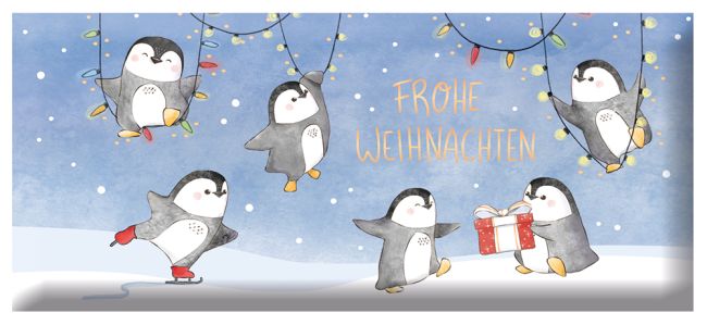 Schoko 30g Weihnachten Frohe Weihnachten Goldveredelung (Pinguine)