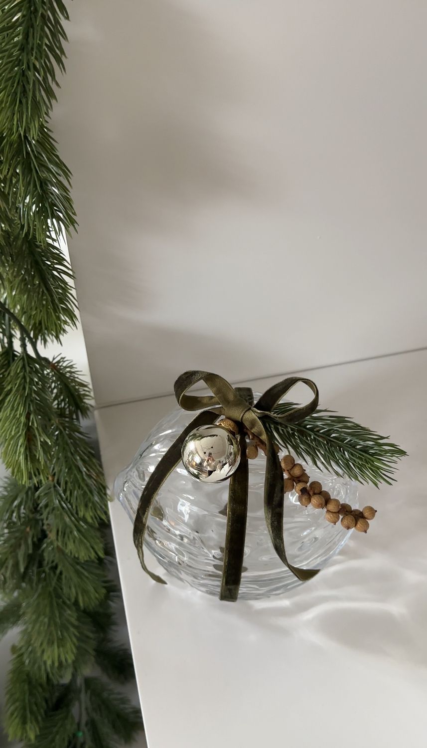 Walnut Bowl glas mit Deko