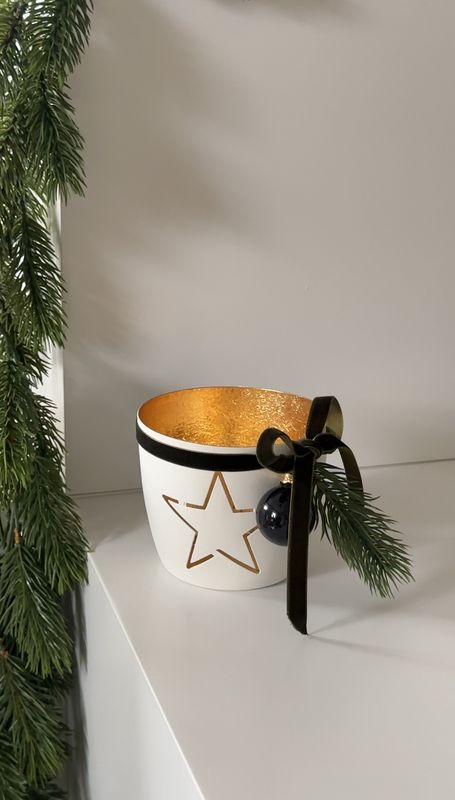 Windlicht Stern mit Deko