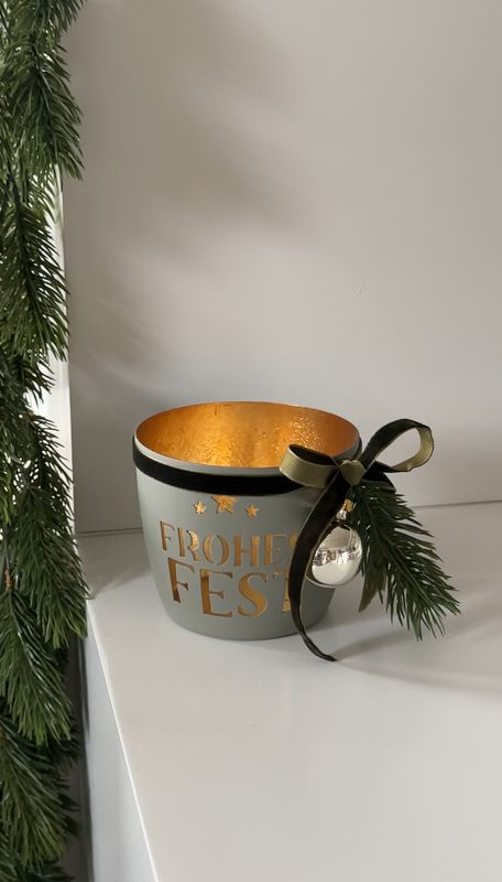 Windlicht Frohes Fest mit Deko