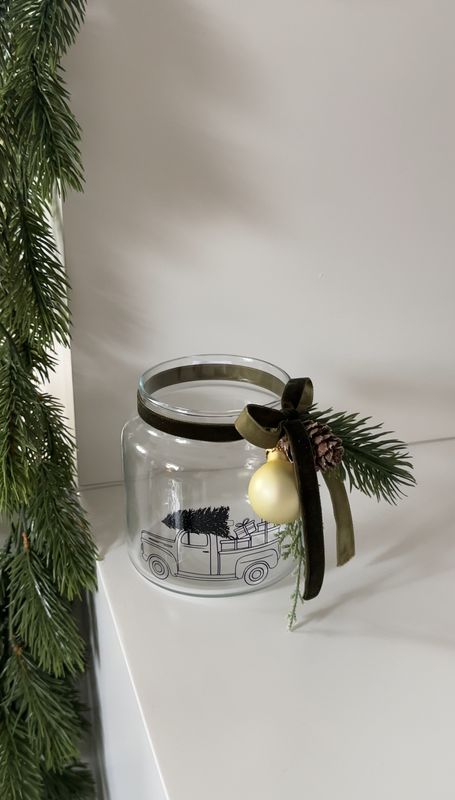 Vase/Windlicht mit Deko