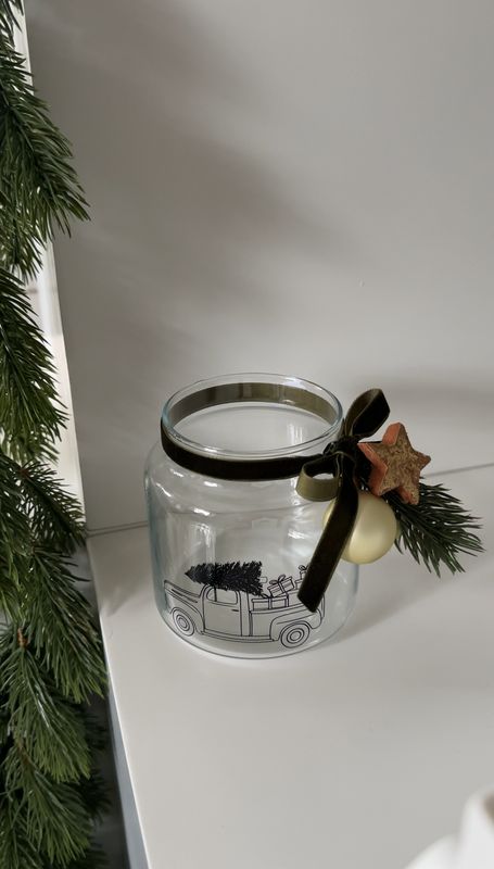 Vase/Windlicht mit Deko