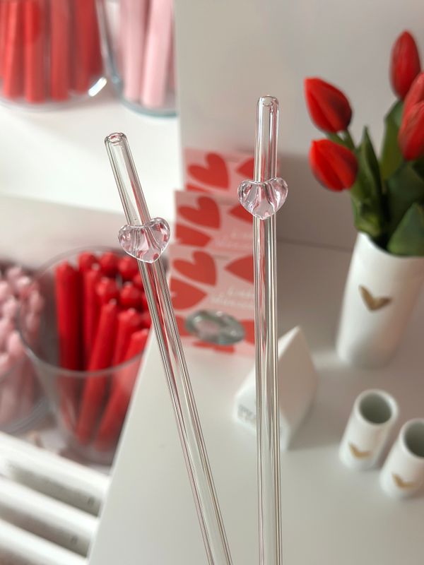 Strohhalm Herz rosa
