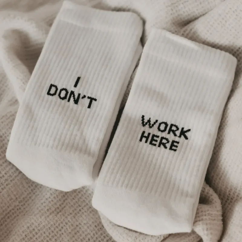 Socken weiß I don't work here