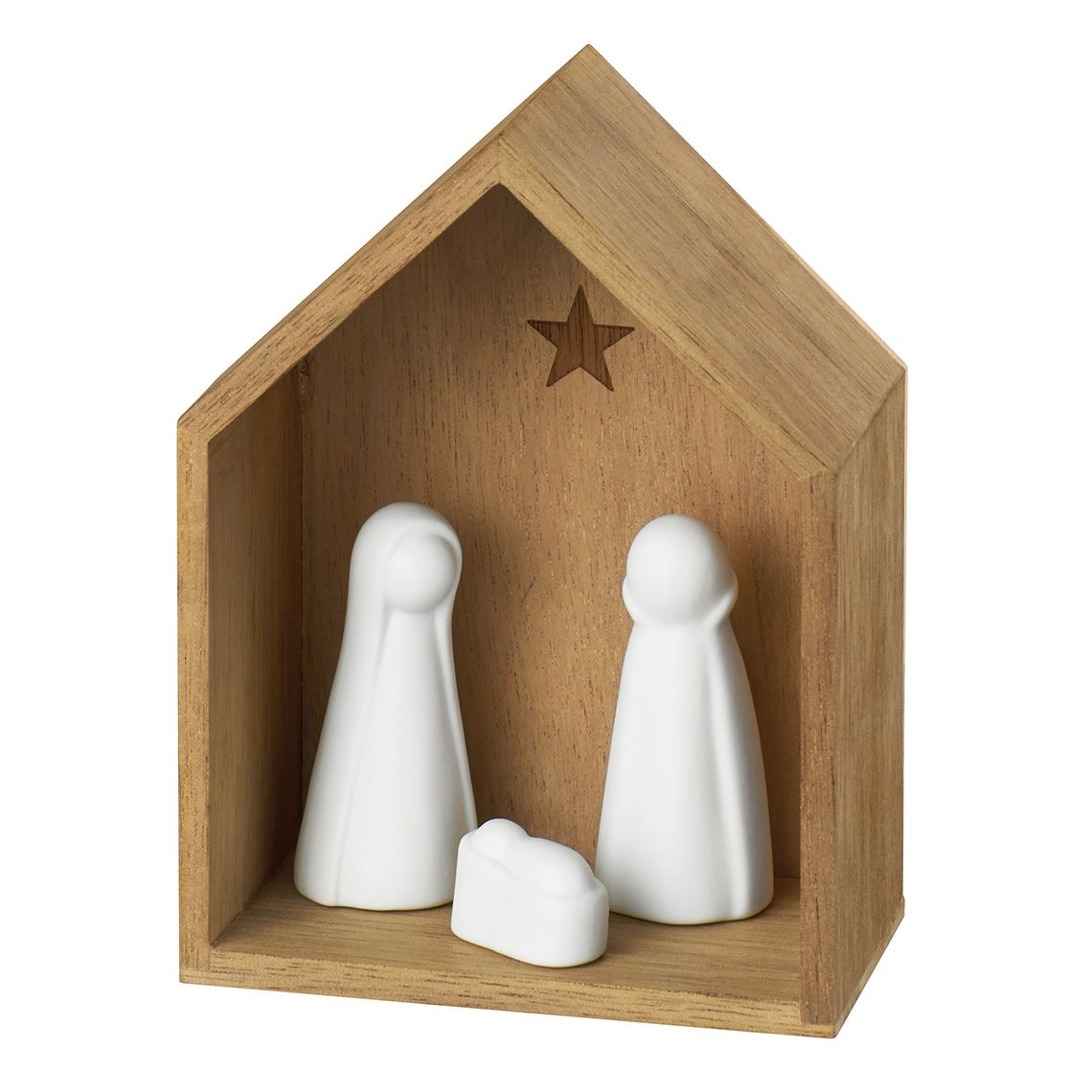 KLEINE KRIPPE "AUS HOLZ UND PORZELLAN