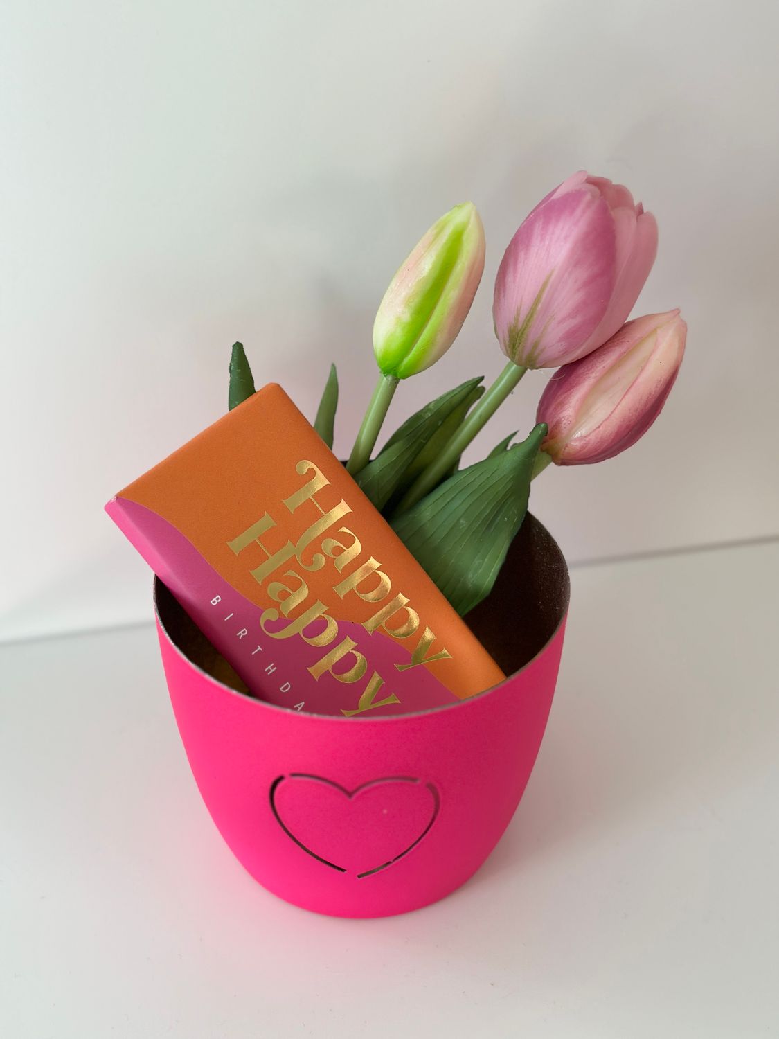 Teelicht mit Schoki und Tulpen
