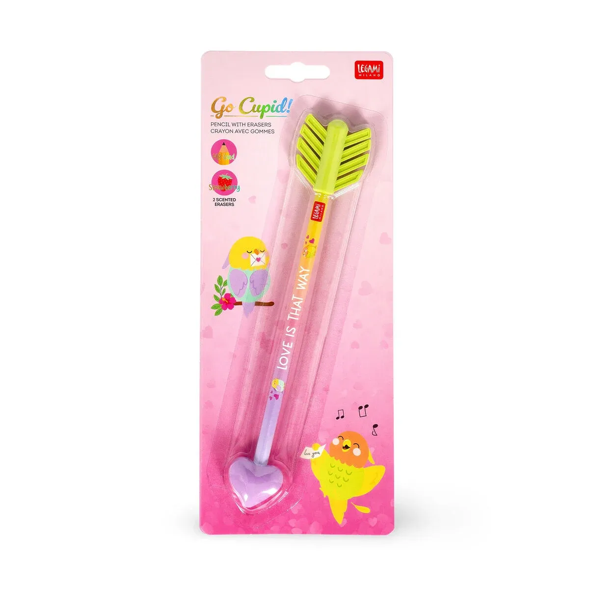 Stift mit zwei Radiergummis mit Duft - Go Cupid!