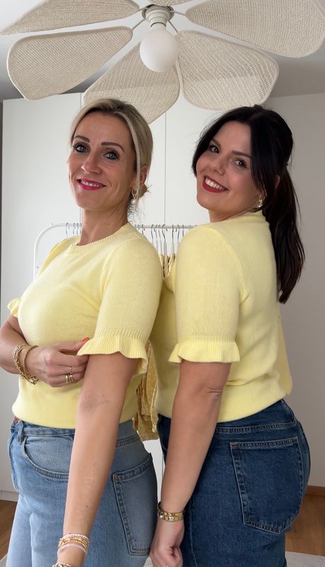 Kurzarm Pullover buttergelb