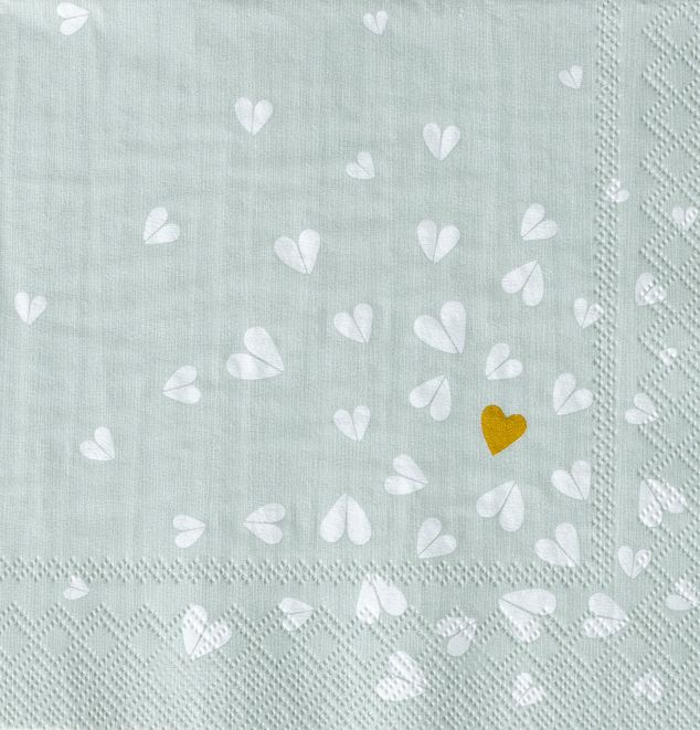 HOCHZEIT. COCKTAILSERVIETTEN "GOLDENES HERZ"