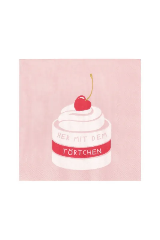 COCKTAILSERVIETTE ''Her mit dem Törtchen''