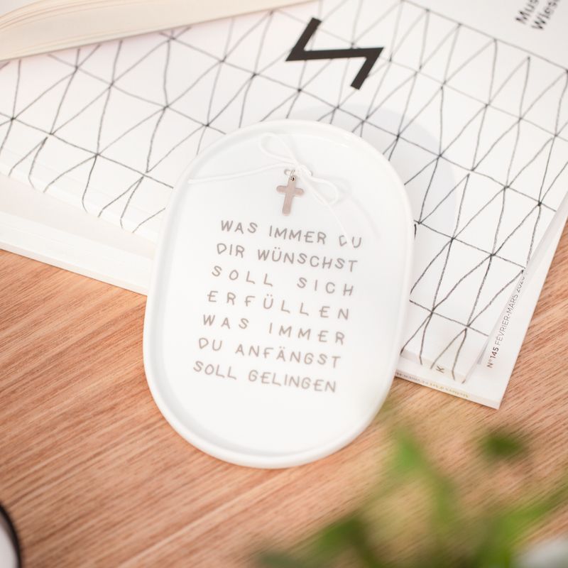 GLAUBENSFREUDE. KLEINER PORZELLANTELLER "WAS IMMER"