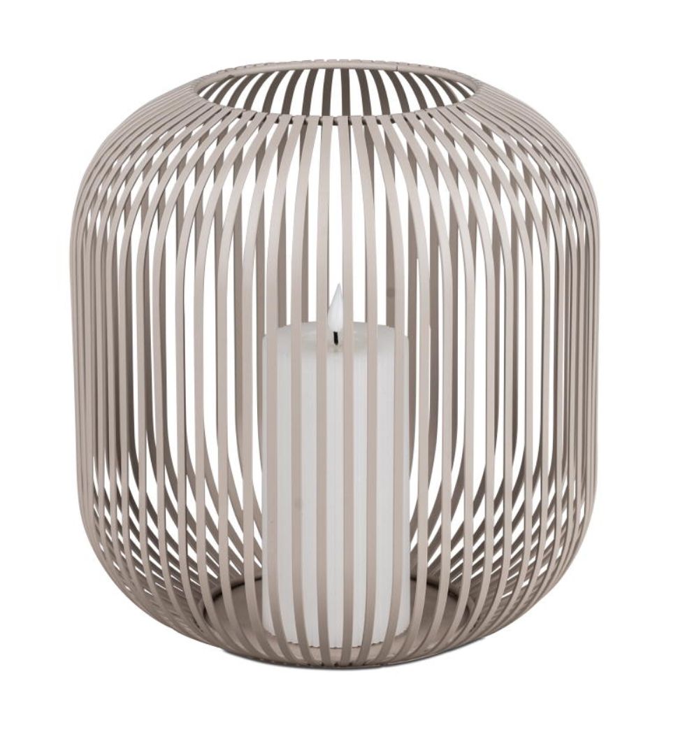 Windlicht beige Gitter