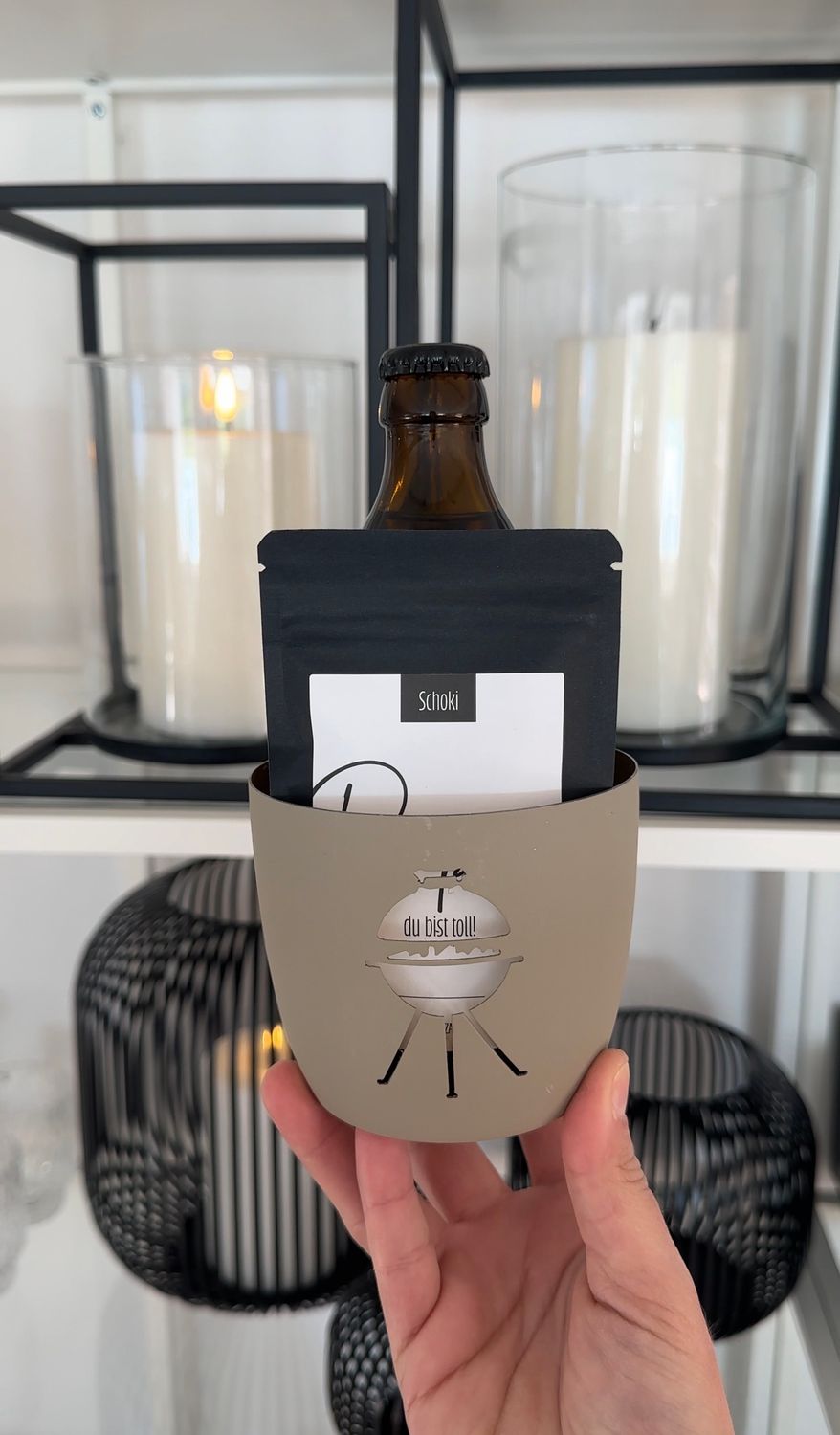 Teelicht mit Schoki und Bier