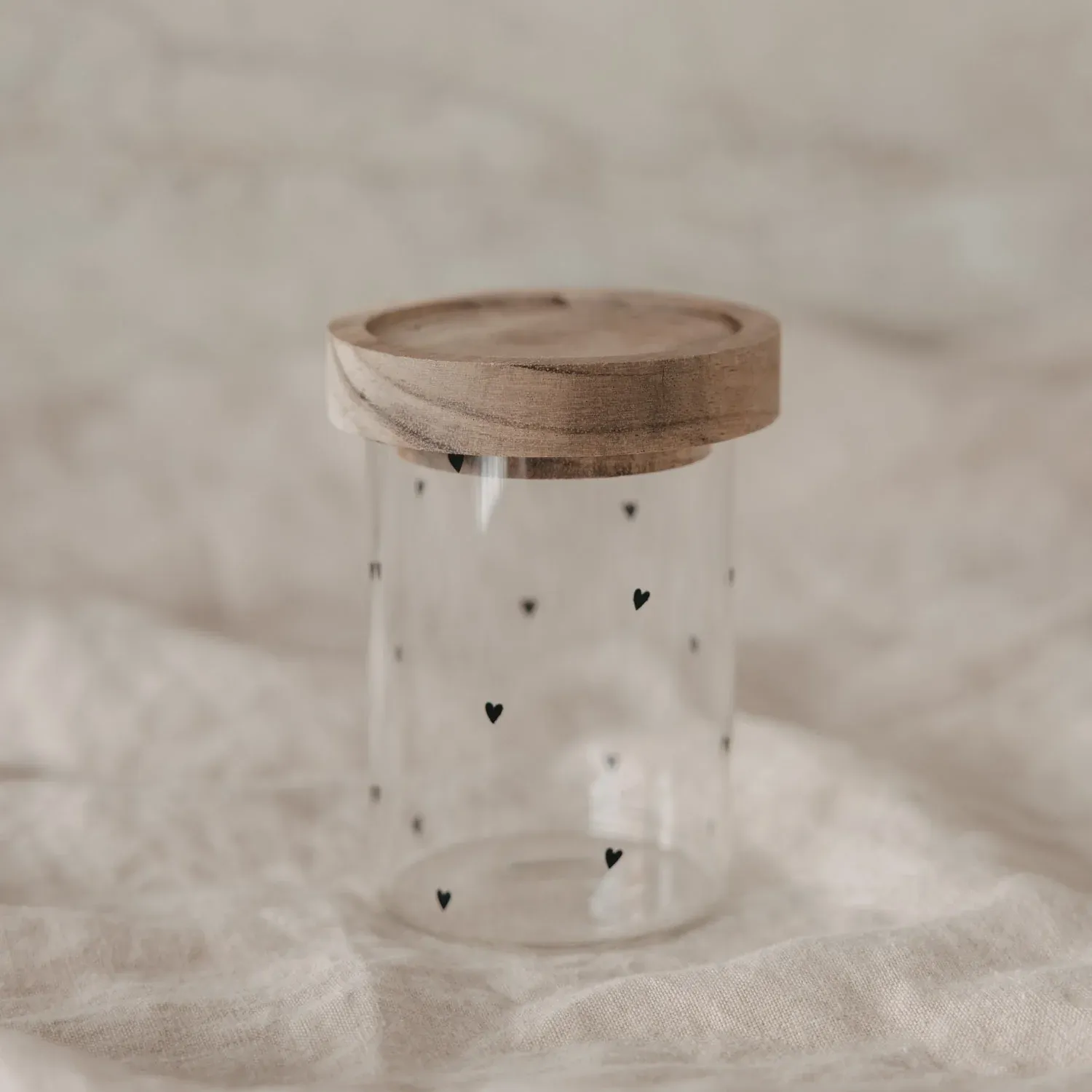 Mini Vorratsglas Herzen schwarz