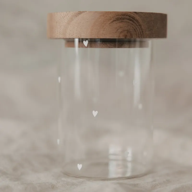 Mini Vorratsglas Herzen weiß