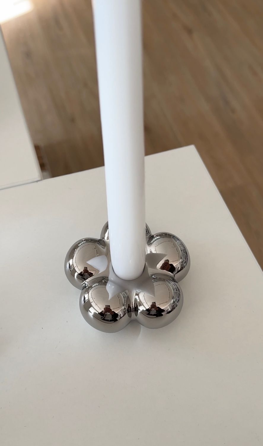 Kerzenständer Chromoptik Blume