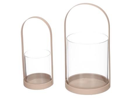 Windlicht Metall beige