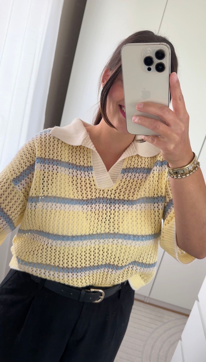 Strickoberteil gelb/blau