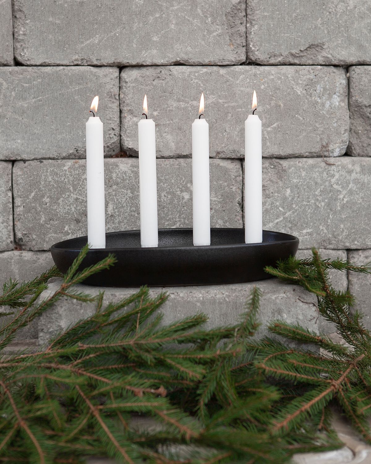 GRÖNDAL Glossy black candlestick