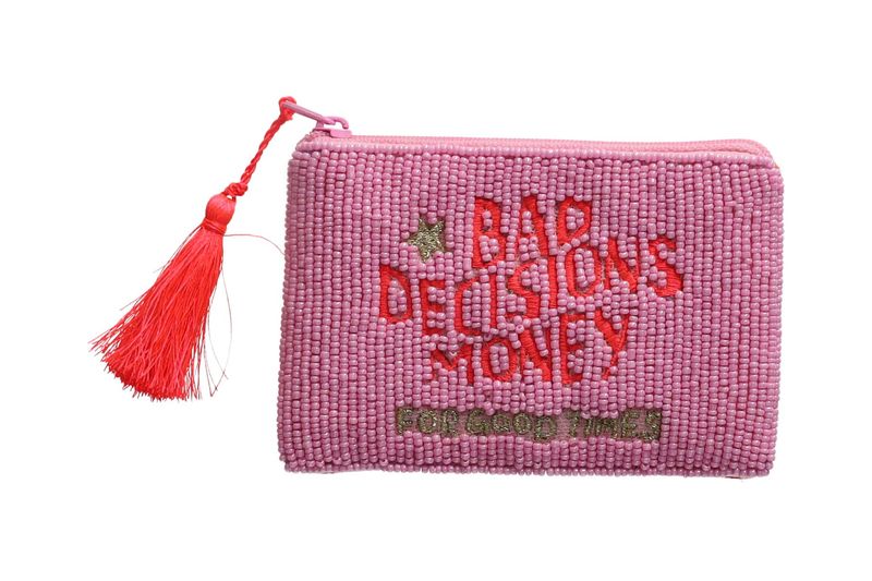 KOSMETIKTASCHE MOTIV: BAD DECISIONS MONEY, PINK