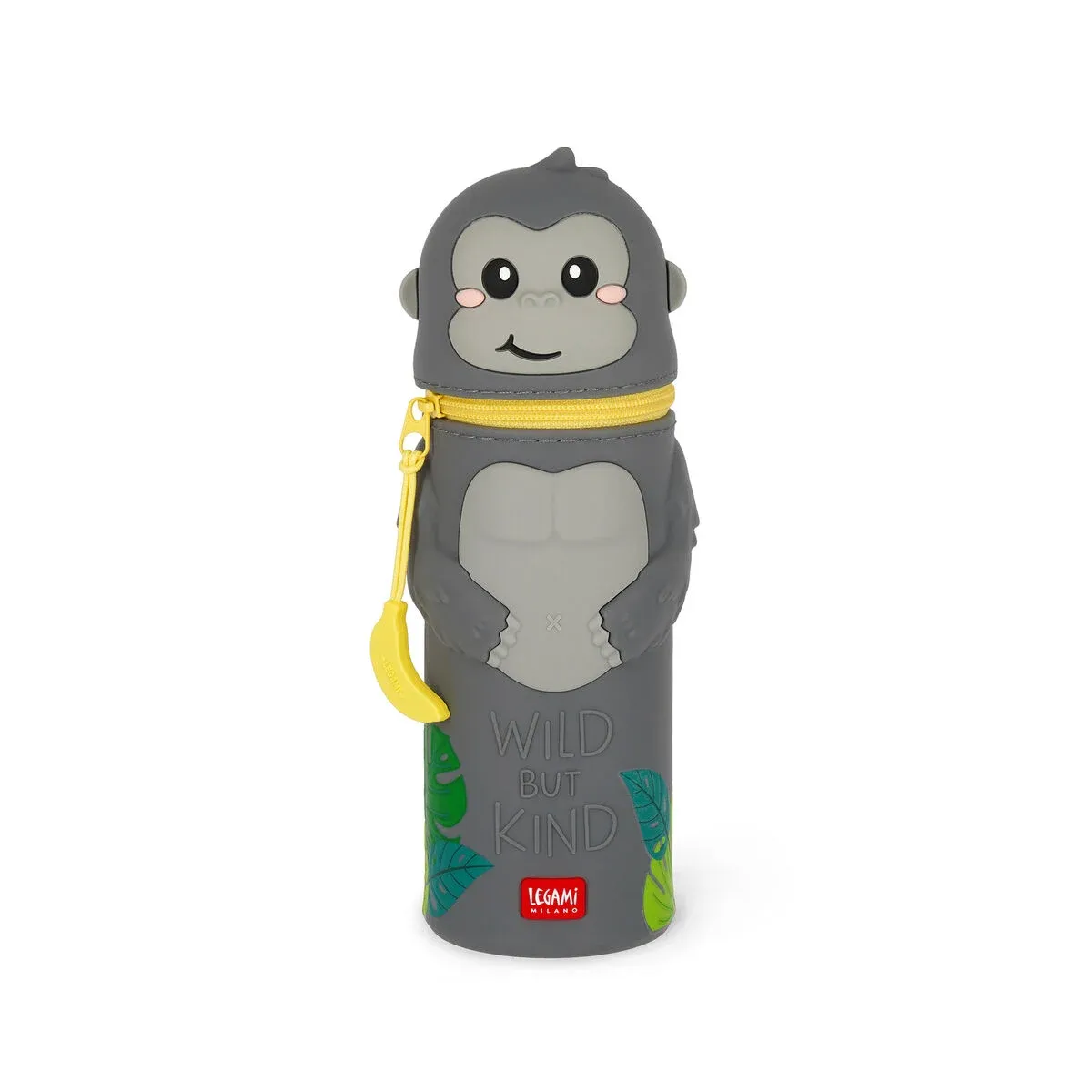 2-in-1-Federmäppchen aus Silikon Gorilla - Kawaii