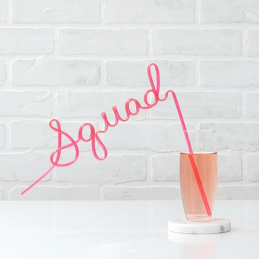 Pink "Squad" Silly Straw
