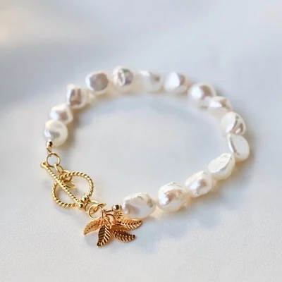 Keshi Pearl Nugget Bracelet (Gold)