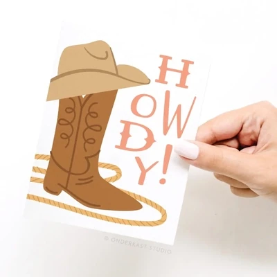 Howdy! Cowgirl Boot Greeting Card