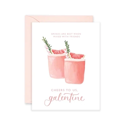 Pink Cocktails Galentine's Day Greeting Card