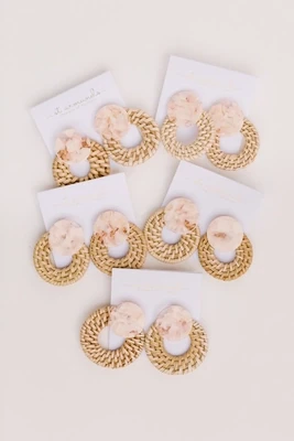 Blonde Rattan Bali Earrings