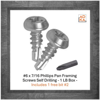 DKAKU #6 x 7/16 Phillips Pan Framing Screws Self Drilling  - 1-lb 370 pack - Free #2 Bit