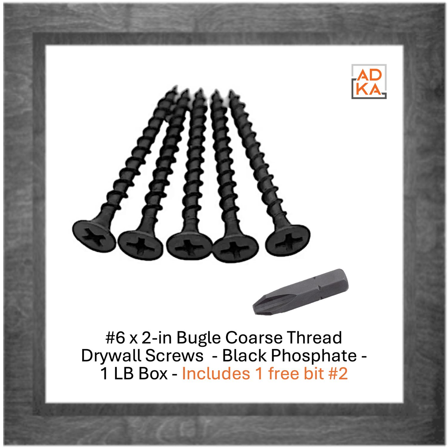 DKAKU #6 x 2-in Bugle Coarse Thread Drywall & DECKING Screws  - Black Phosphate  1-lb (166-Pack) - Free #2 Bit