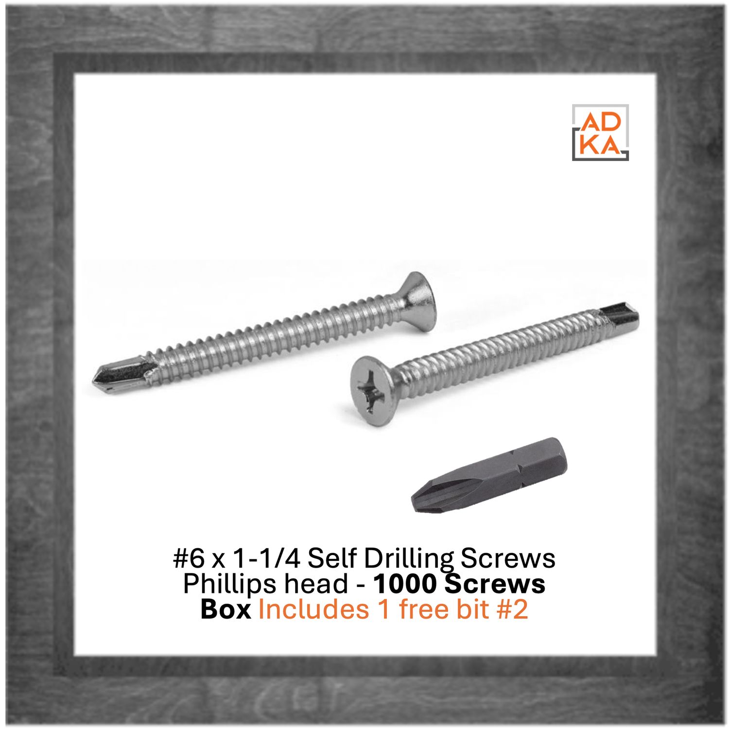 DKAKU #6 x 1-1/4 Self Drilling Screws Phillips head -  3.85 LBS - 1000 Screws Box Includes 1 free bit #2