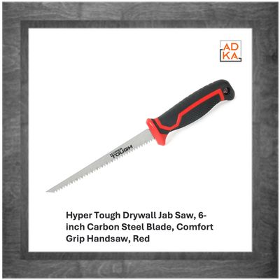 Hyper Tough Drywall Jab Saw, 6-inch Carbon Steel Blade, Comfort Grip Handsaw, Red