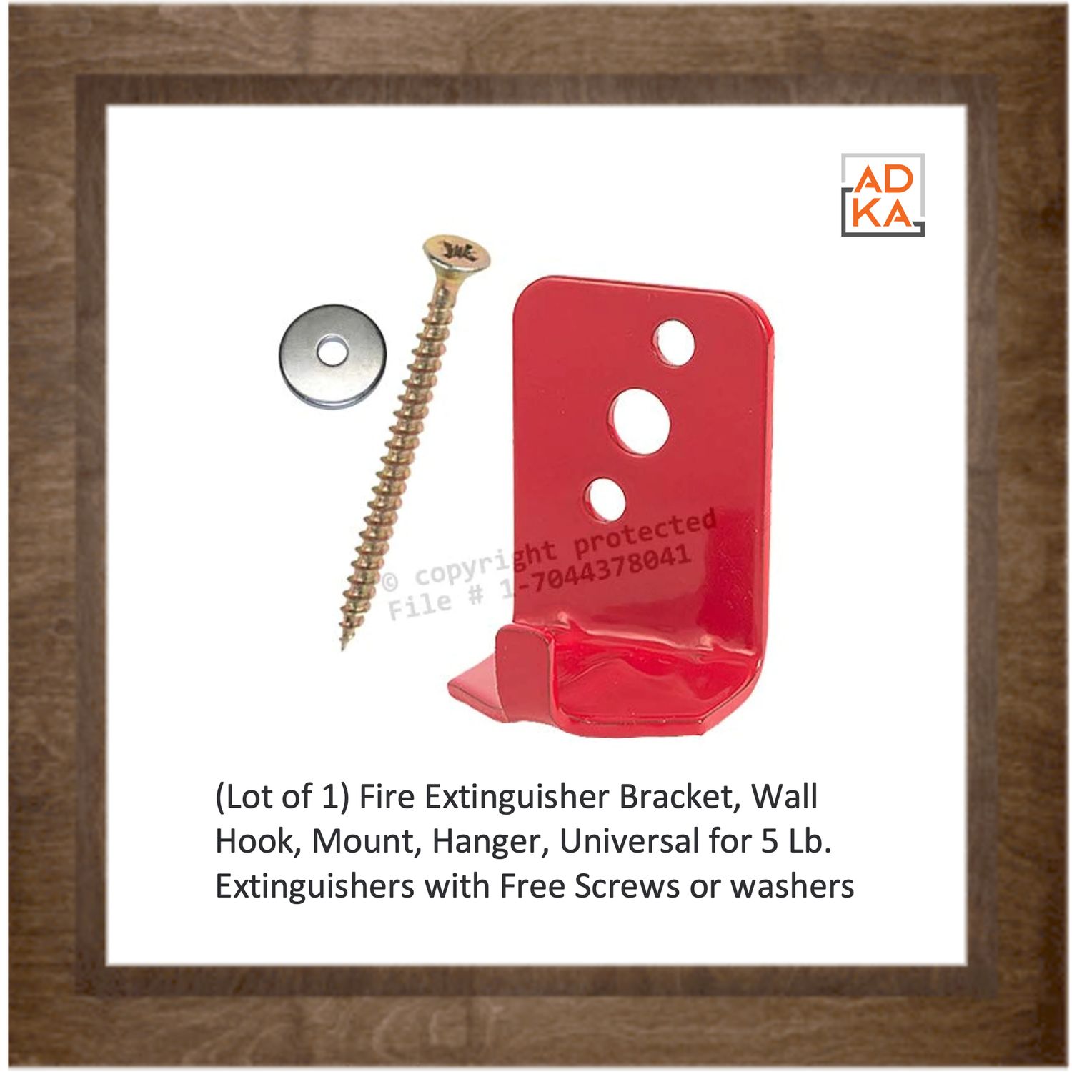 (Lot of 1) Fire Extinguisher Bracket, Wall Hook, Mount, Hanger, Universal for 5 Lb. Extinguishers with Free Screws or WASHERS