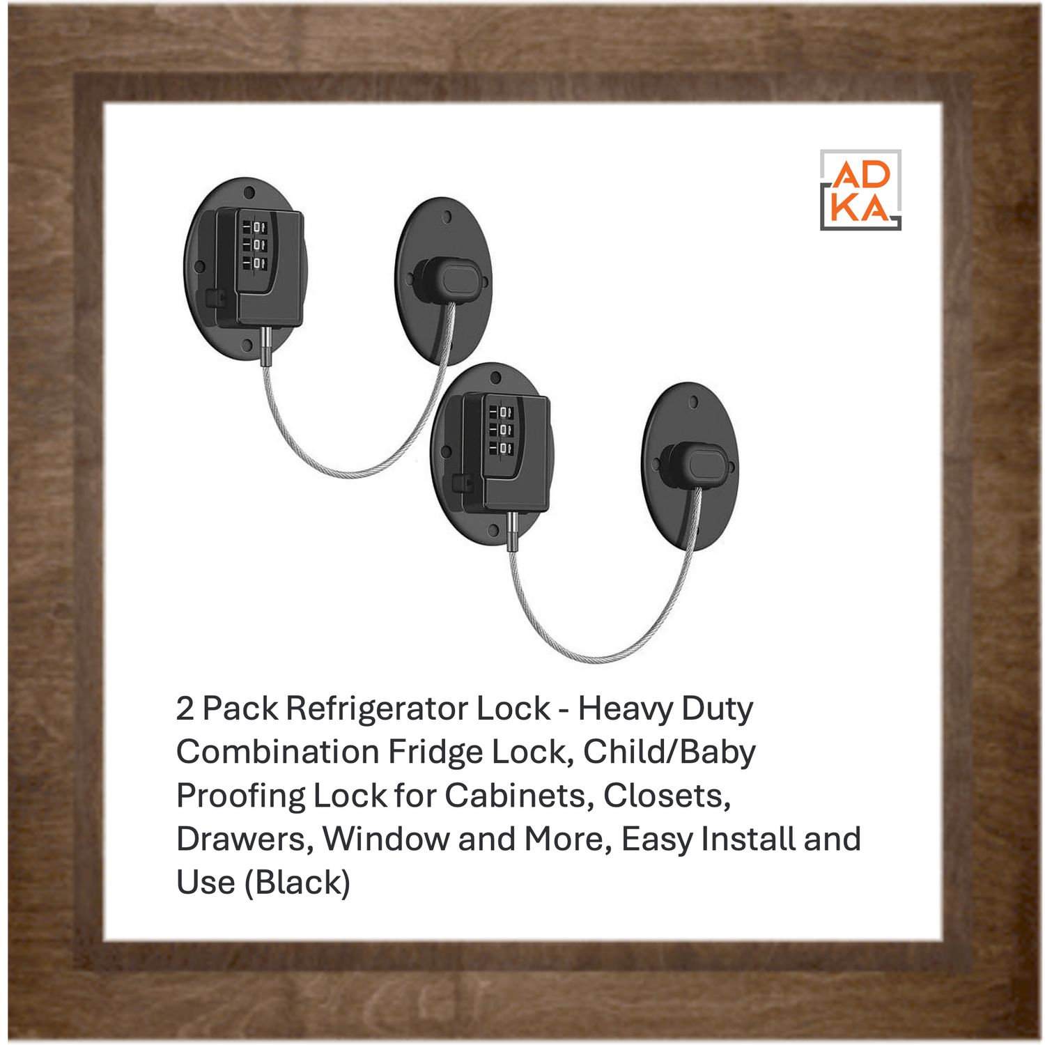 2 Pack Refrigerator Lock - Heavy Duty Combination Fridge Lock, Child/Baby Proofing Lock for Cabinets, Closets, Drawers, Window and More, Easy Install and Use (Black)