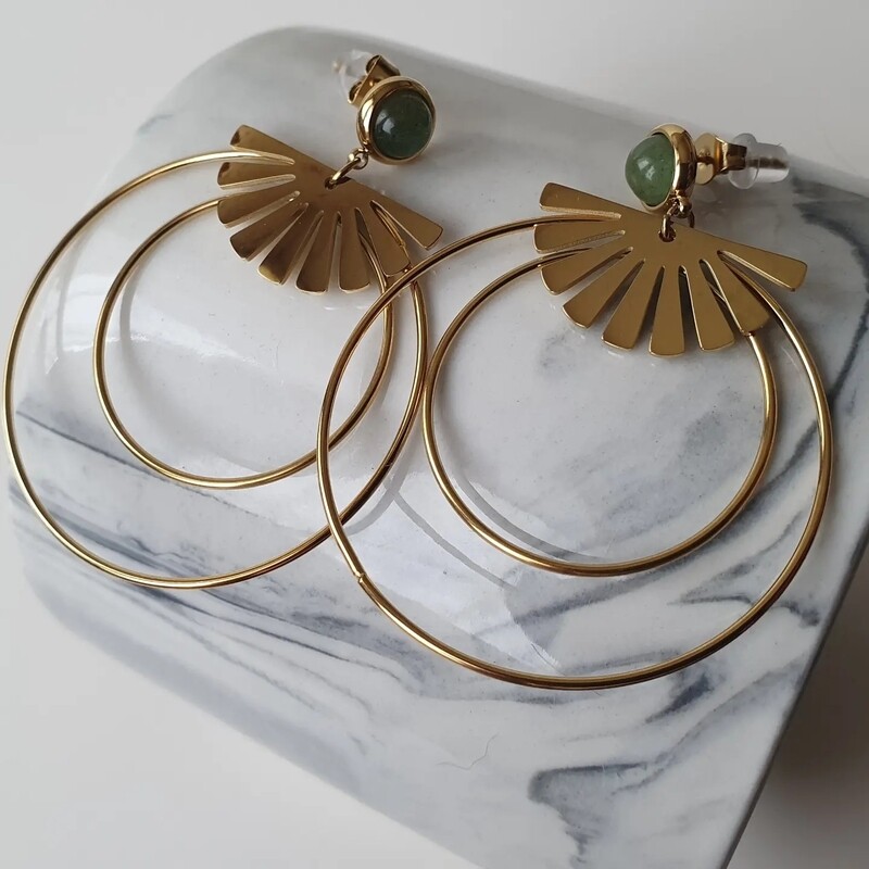 Boucles d'oreilles pierre verte 
