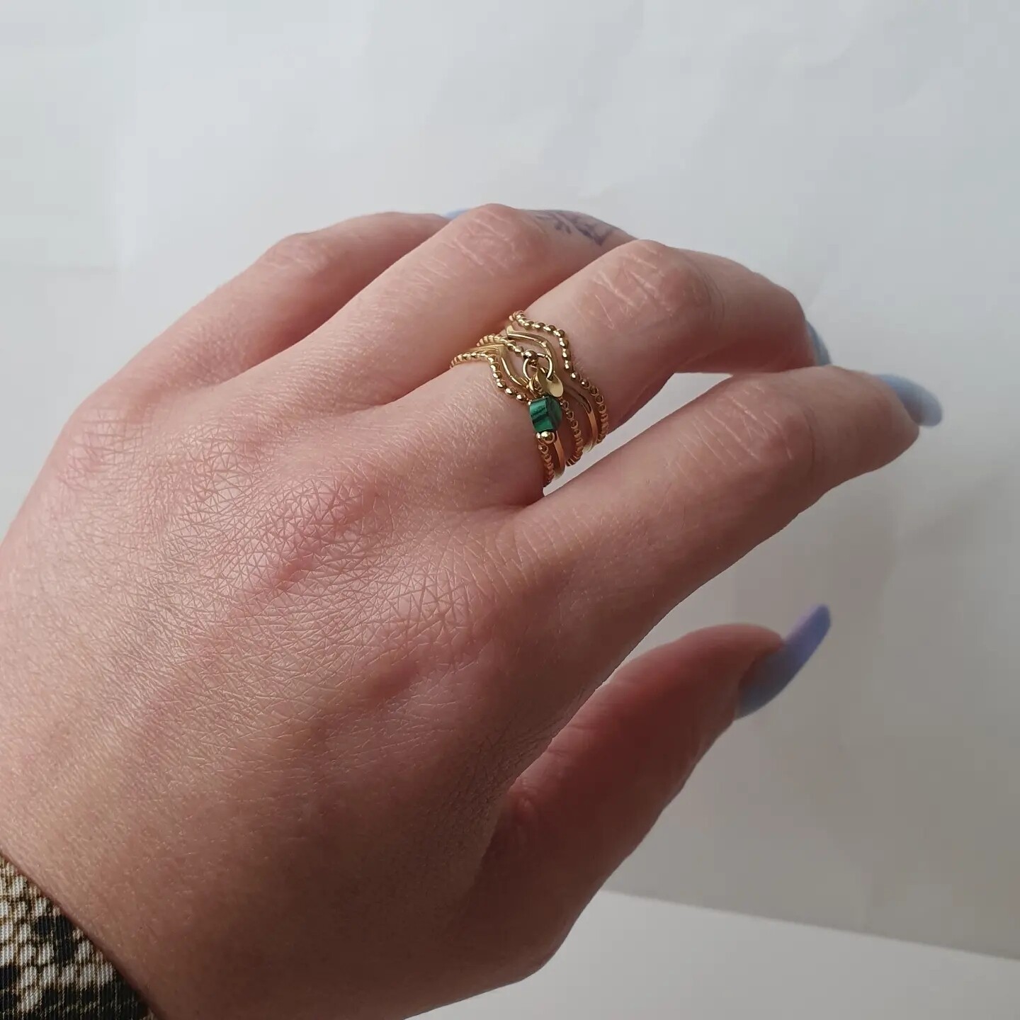 Bague doré pierre verte