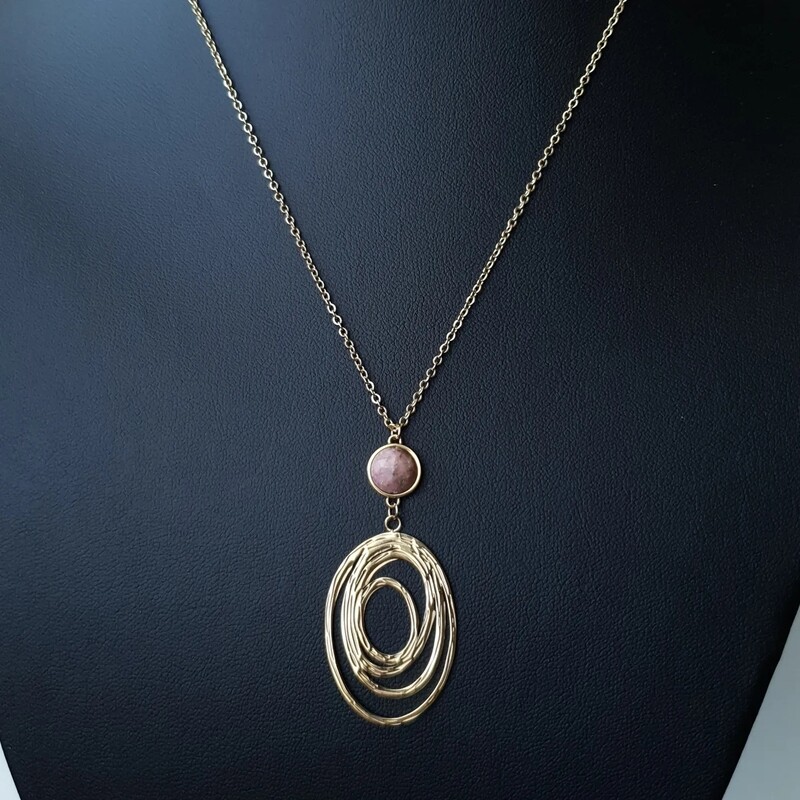 Collier spirale pierre naturelle Rhodonite 
