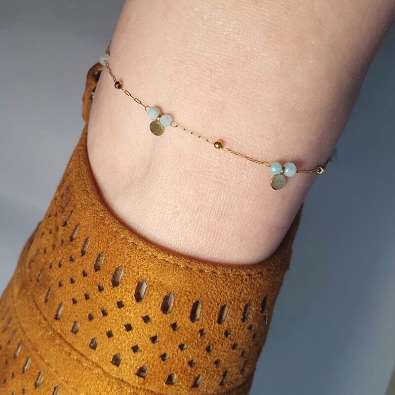 Chevillère fine: 
Pierre naturelle Amazonite