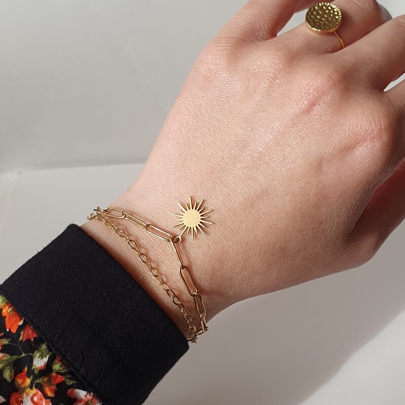 Bracelet double chaîne soleil 