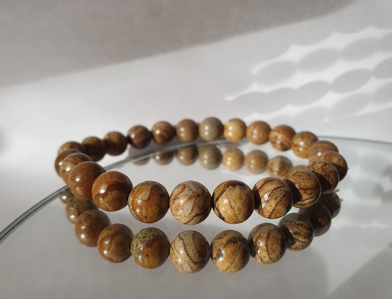 Bracelet pierre naturelle jaspe paysage 