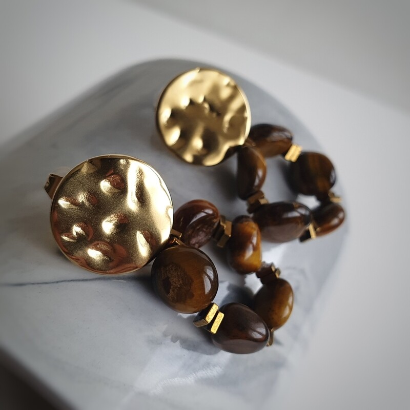 Boucles d'oreilles pierres marrons 