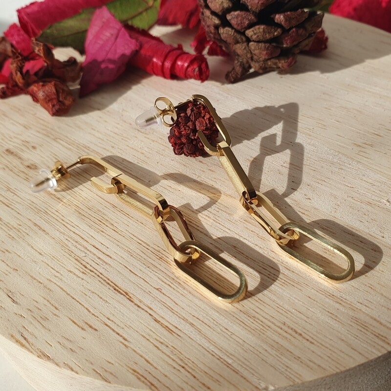 Boucles d'oreilles maillons rectangulaires 