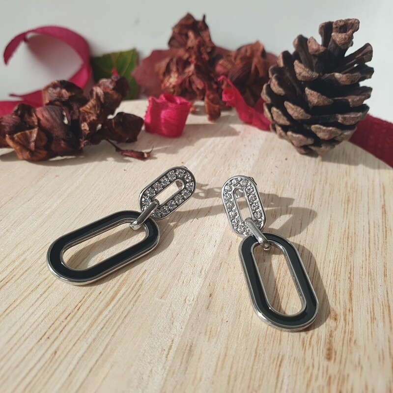 Boucles d'oreilles pendante noir
