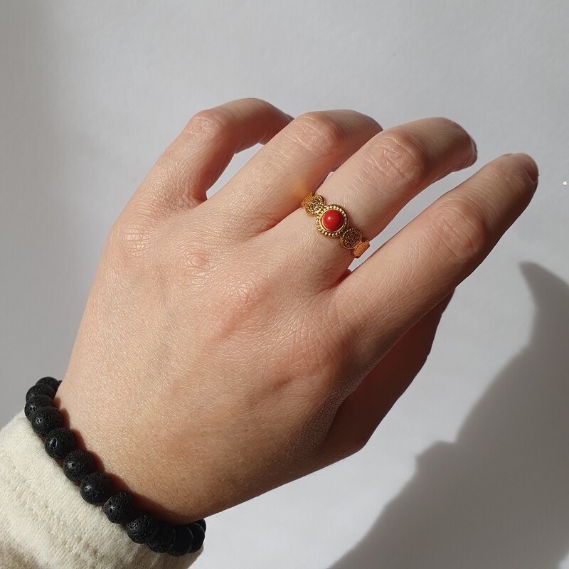 Bague pierre rouge 