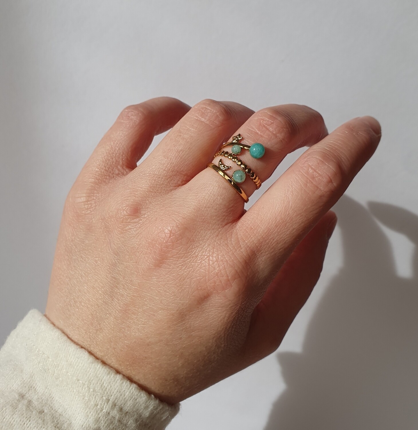 Bague doré 3 pierres 